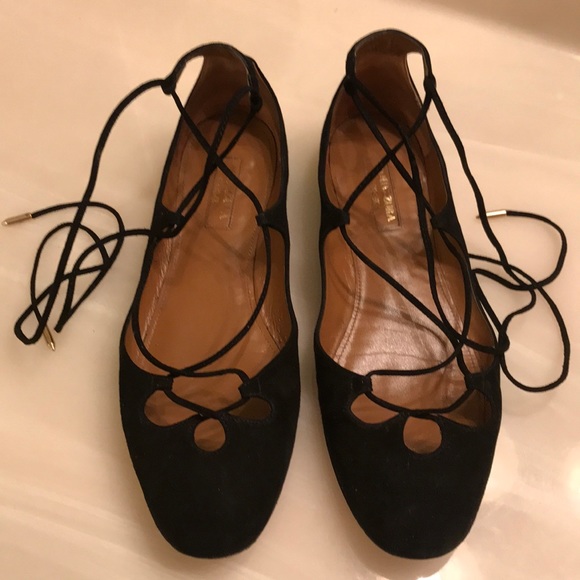 Aquazzura Shoes - Aquazzura black flats size 37.5